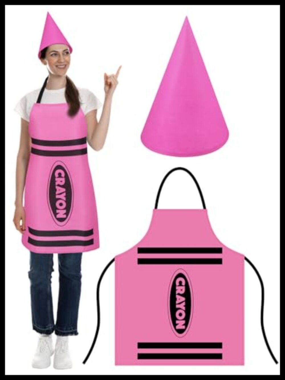 Crayon Costume Set Apron Cone Hat Felt Adult Halloween Party